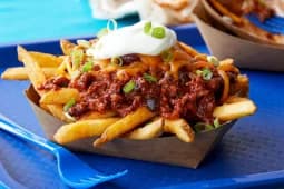 A bowl of chili cheese fries